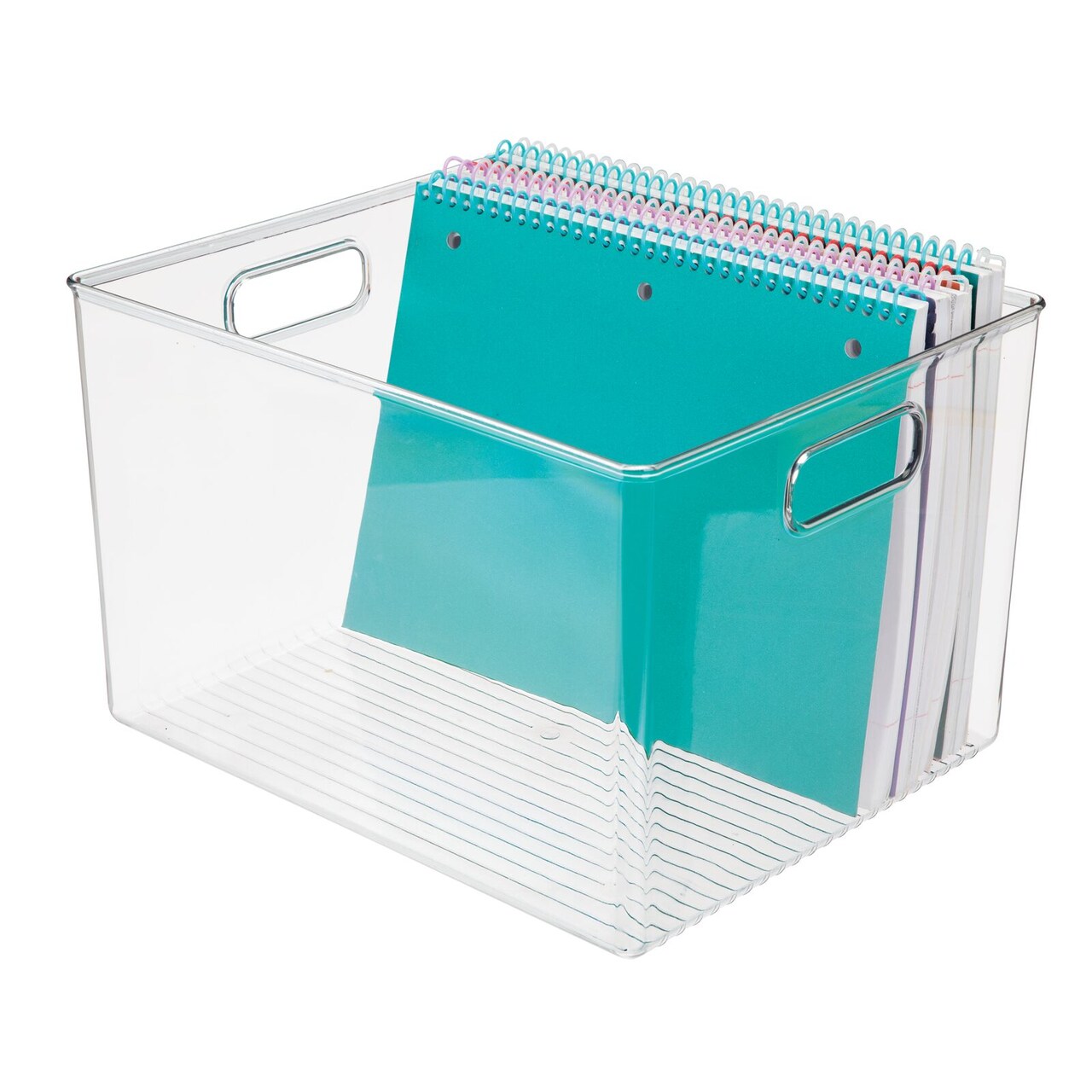 mDesign Plastic Office Supply Organizer Storage Bins with Handles